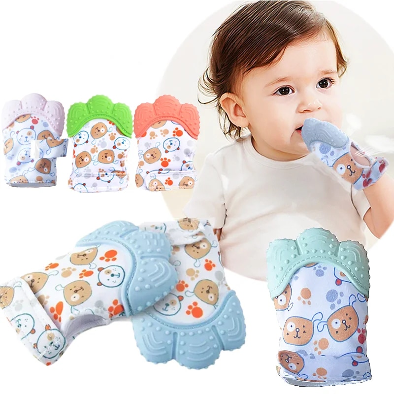 Teething Mitten Baby - Sarung tangan bayi dicetak kartun, sarung